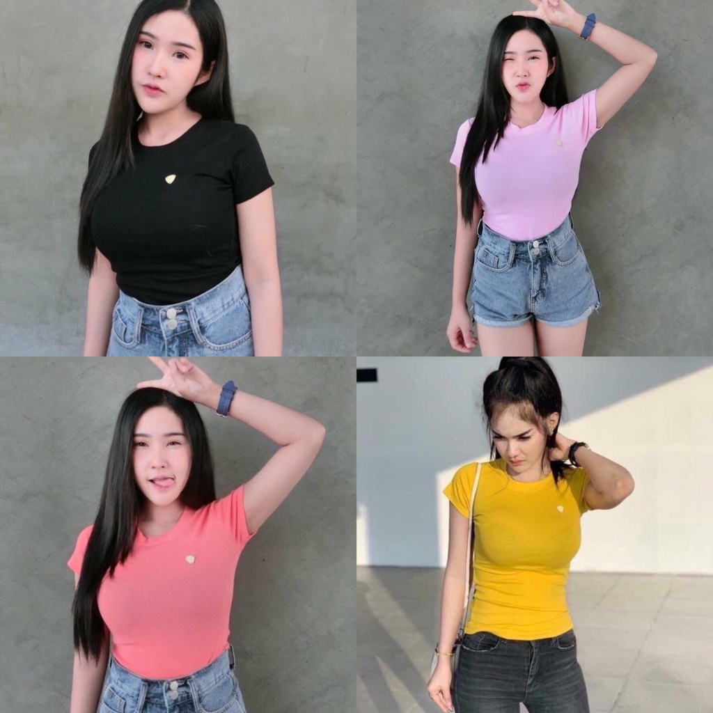 เสื้อยืดนมโตสีพื้น(ปักปิ๊ก-ปักกลางอก งานผ้าบุ้งผ้าดีมากได้ไปคุ้มแน่นอนฟรีไซร้อก32-38มีบริการเก็บปลายทาง