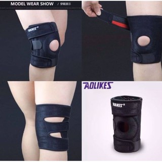 AOLIKES KNEE SHORT SUPPORT ผ้าพยุงหัวเข่าลดอักเสบปวดเข่าแบบสั้น เสริมสปิงพยุงหัวเข่า 2 เส้น เนื้อผ้านุ่มใส่สบาย คาด 3 เ