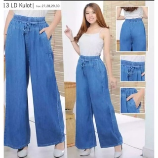 CELANA KULOT JEANS PINGGANG KARET CELANA PANJANG WANITA
