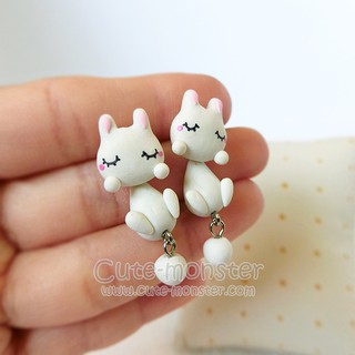 ต่างหู กระต่าย สีขาว (Sleepy Bunny)