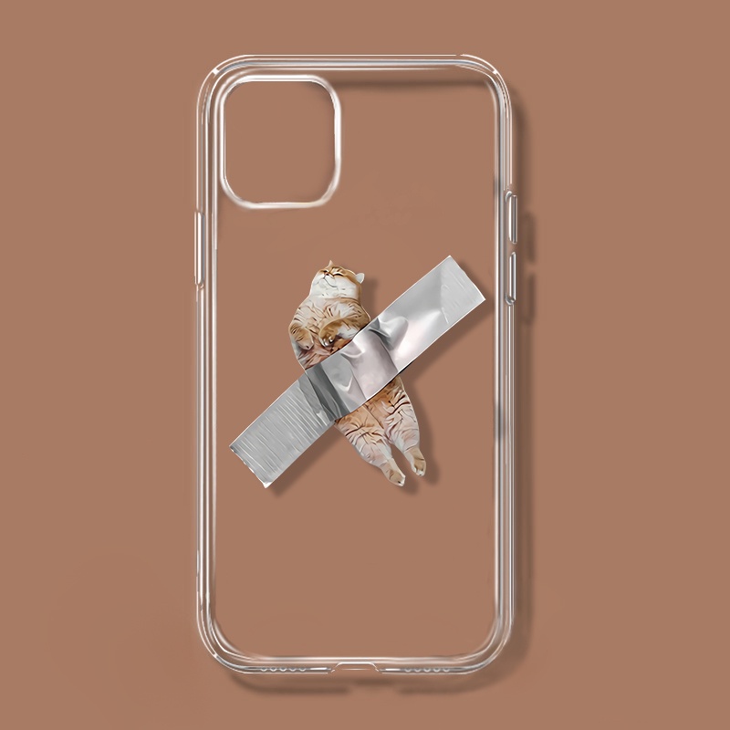 Fun cat iPhone 13 pro max anti - falling on the wall สีส้ม cat เปลือกป้องกัน 7 plus xmax XR soft edg