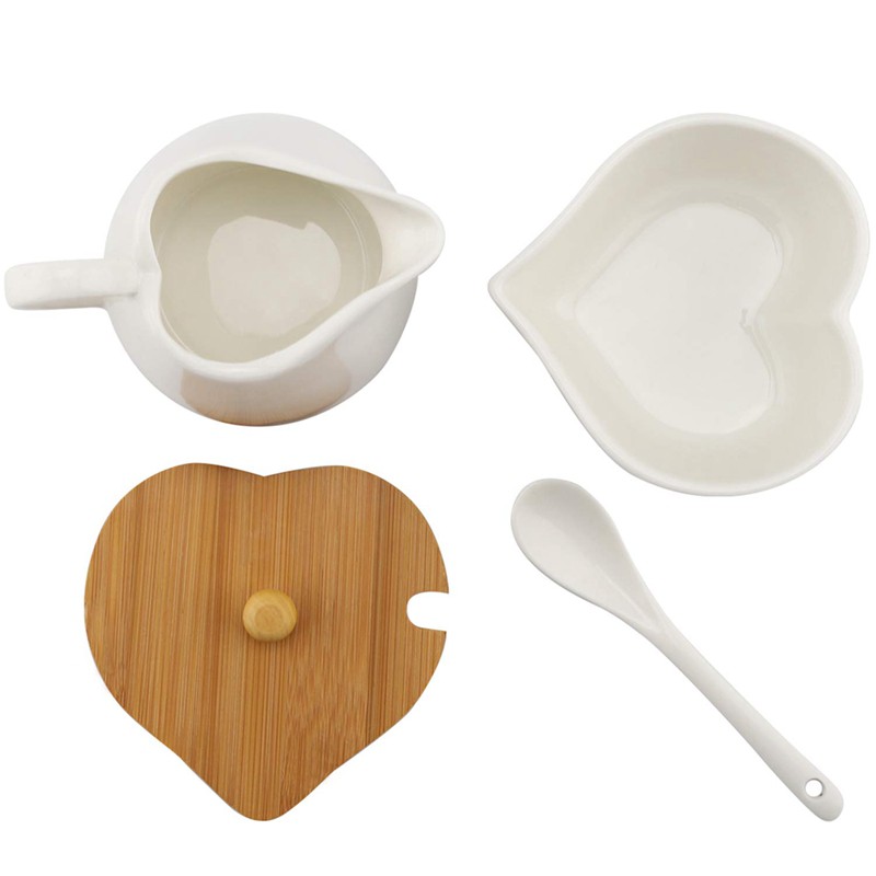 Sugar Bowl and Creamer Set with Lid Spoon Ceramic Cream Jug and Sugar Bowl with Wood Handle Coffee Serving Set Wu3E Shopee Thailand Sugar Bowl and Creamer Set with Lid Spoon Ceramic Cream Jug and Sugar Bowl with Wood Handle Coffee Serving Set Wu3E Shopee Thailand