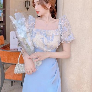 🔥Hot Sale/French super fairy แฟชั่นชุดกระโปรง 2022 ฤดูร้อนใหม่ออกแบบลูกไม้ TOP suspender ชุดสองชิ้น