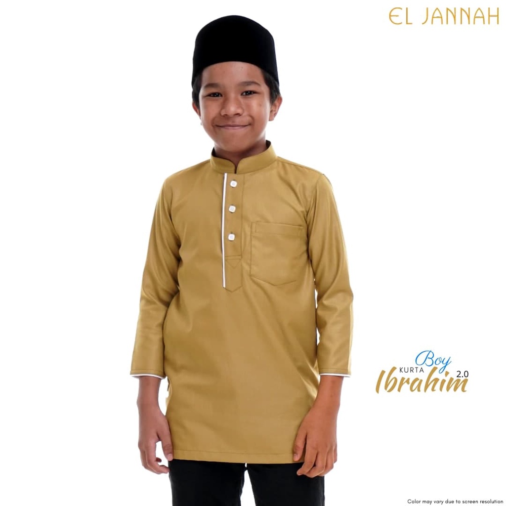 Kurta Boy Ibrahim 2.0 Gold Mustard Kurta Kid Kids Boys [XS-XL] Kurta Gold 3 Quarter Sleeves
