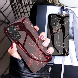 เคสโทรศัพท์มือถือกระจกนิรภัย TPU แบบนิ่ม ลายหินอ่อน สําหรับ Xiaomi Redmi Note 10 11 Pro 5G 4G 11s 10s 10Pro 11Pro