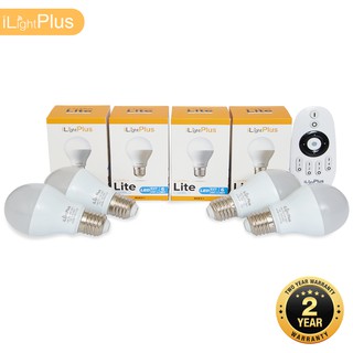 [ส่งไว ใช้นาน มอก.] iLightPlus หลอดไฟ LED รุ่น Lite Cool (6W) 4 หลอดพร้อมรีโมท 1 ตัว -  แสงสีขาวคูลไวท์