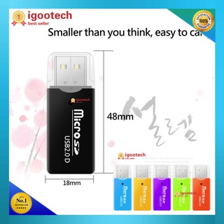 igootech เครื่องอ่านการ์ดUsb Mini USB 2.0 น้ำหนักเบาพกพาMicro SD/TF Microsdผู้อ่านคอมพิวเตอร์