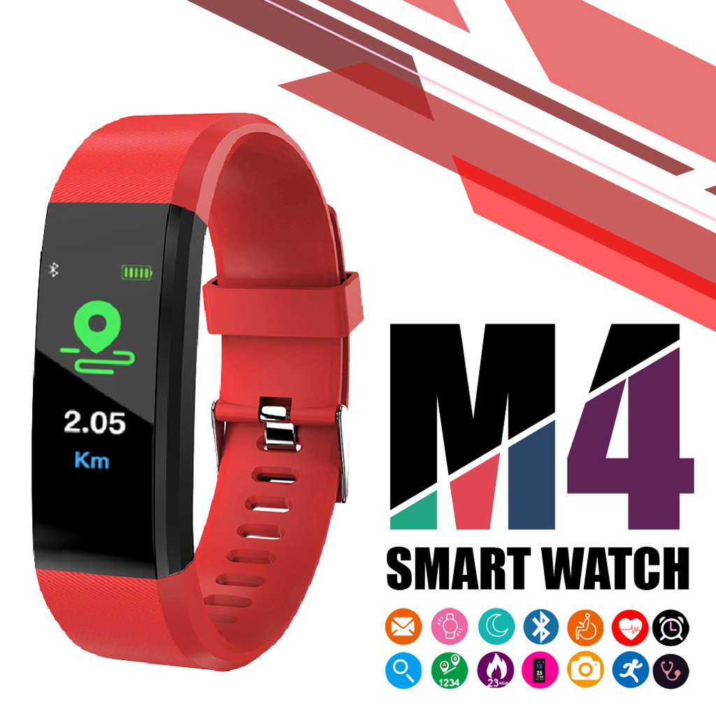 M4 สายรัดข้อมือ Smart Watch Bluetooth รองรับ IOSAndroid สินค้าขายดี