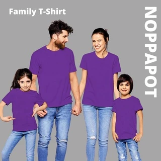 พร้อมส่ง เสื้อยืดคอกลมสีม่วง Cotton100% ใส่สบายไม่มีตะเข็บข้าง ขายส่ง ราคาโรงงาน เสื้อครอบครัว มีเก็บเงินปลายทาง