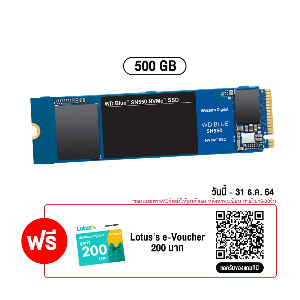 WD BLUE SN550 500GB SSD NVMe M.2 2280 (WDS500G2B0C) (MS6-113) Internal Solid State Drive 9bfx