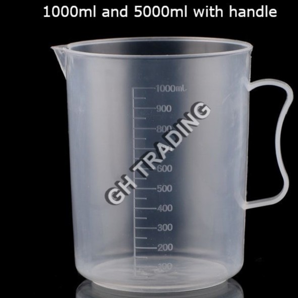 Beaker ครัวเหยือกถ้วยตวงห้องปฏิบัติการบีกเกอร์พลาสติก V-Shaped Spout คอนเทนเนอร์ 1000ml 5000ml 1L 5L