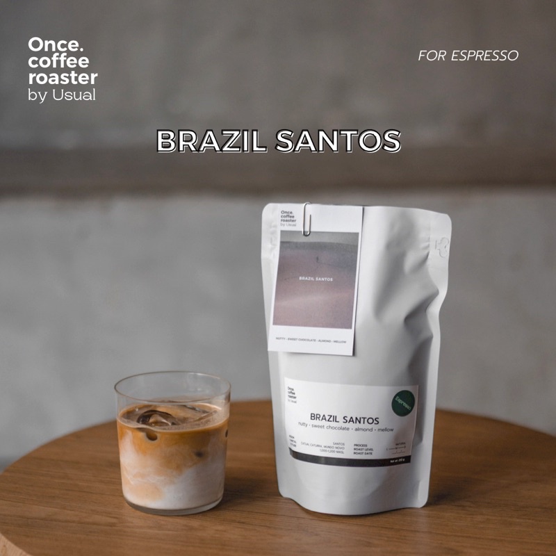 เมล็ดกาแฟคั่วกลาง Brazil Santos (Espresso) ขนาด 200-1000 กรัม