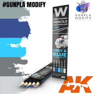 AK INTERACTIVE ชุดดินสอทำเวเทอริ่ง Weathering Pencil For Modeling (Grey&amp;Blue)