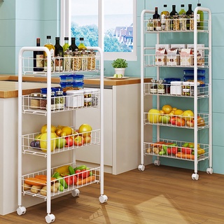 Helper HomeMall พร้อมล้อเลื่อน+ที่จับ รถเข็นอาหาร Rolling Cart Shelf ชั้นวางโครงเหล็ก  Storage Trolley Rolling Cart with Lighting Strip for Bedroom Kitchen Supplies