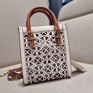 TORY BURCH T MONOGRAM LASER-CUT MINI TOTE