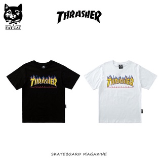 เสื้อยืดสีขาว เสื้อยืดสําหรับผู้ชาย✴M.️Thrasher T04 ของแข็ง Tees กราฟิก Tees Singlets งบ Tees @bF