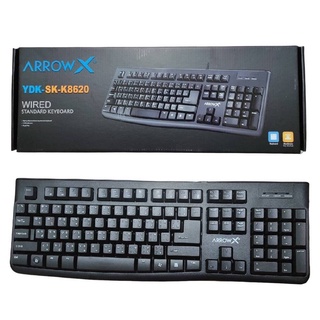 คีย์บอร์ด ARROWX YDK-SK-K8620 WIRED STANDARD KEYBOARD คีย์บอร์ดไร้เสียง พิมพ์แบบไม่มีเสียง