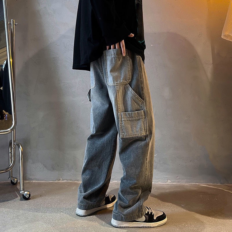 กางเกงยีนส์ผู้ชาย Jeans กางเกงทรงช่าง *กางเกงขากว้าง ทรงหลวม แฟชั่นสำหรับผู้ชาย กางเกงทรงลุง