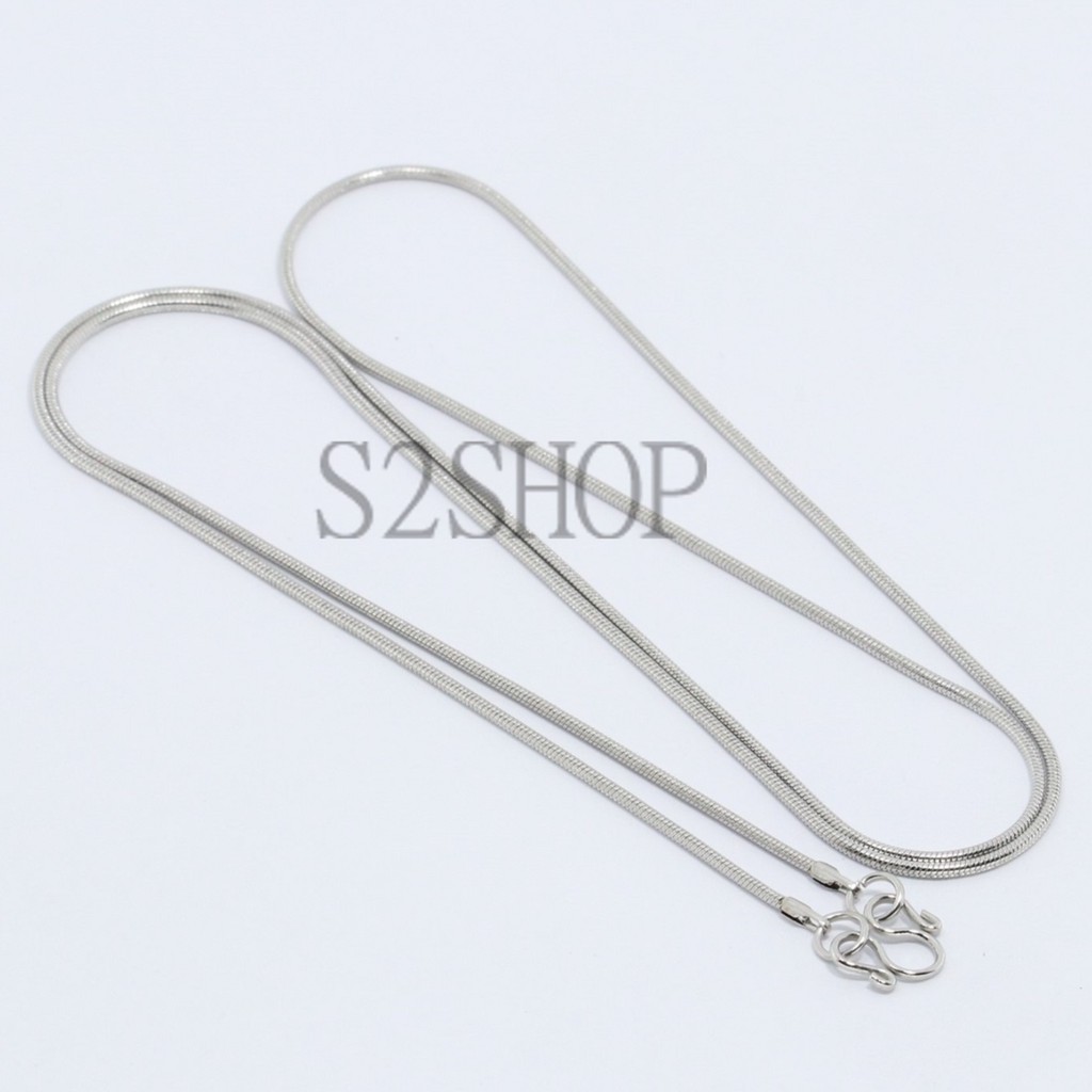 s2shop สร้อยคอสแตนเลสแท้ สร้อยคอพระ ลายกระดูกงูกลม ห้อยพระได้ 1 องค์ ความกว้าง 0.5 มม.No.5530