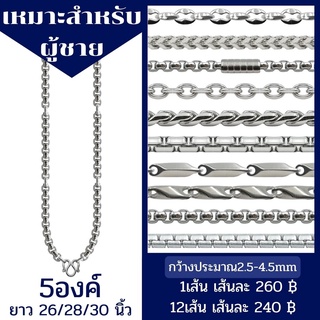 สร้อยคอสแตนเลสผู้ชาย แขวนพระ 5 องค์ ราคาถูก ไม่ลอก ไม่ดำ มีหลากหลายลาย ยาว 26/28/30 นิ้ว