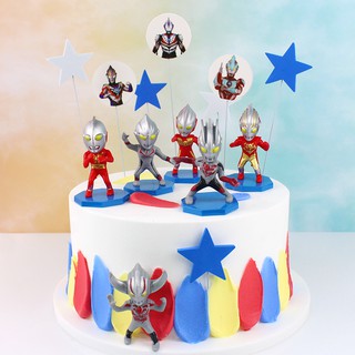 ฟิกเกอร์ ของเล่น อุลตร้าแมน Ultraman ของแต่งหน้าเค้ก งานปาร์ตี้ 6ตัว