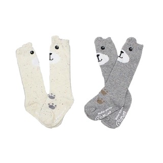 ถุงเท้ายาวถึงเข่าหมียิ้ม Smiling bear knee socksนำเข้าจากเกาหลี