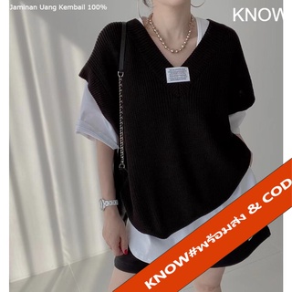 KNOW🔥(Cardigans)พร้อมส่ง เสื้อไหมพรมคอวี ทรงหลวมสีสด ใส่ได้ทุกโอกาส ใส่สบายมาก(Sweaters)#5981