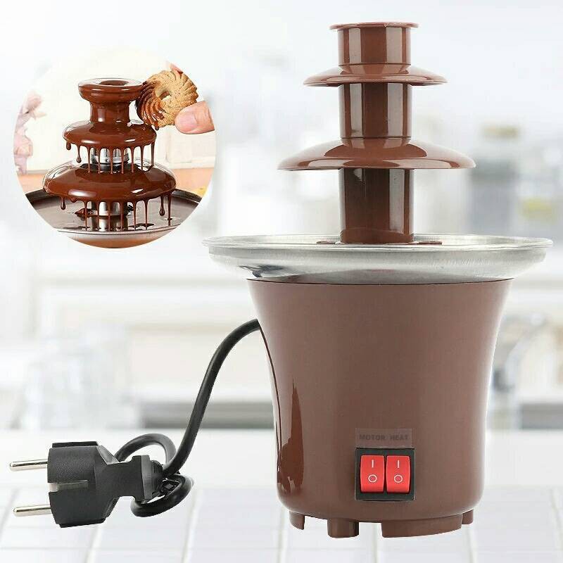 ใหม่Miniช็อกโกแลตน้ำพุสามชั้นการออกแบบสร้างสรรค์ช็อกโกแลตMeltกับความร้อนFondue DIY Miniน้ำตกHotpot- 