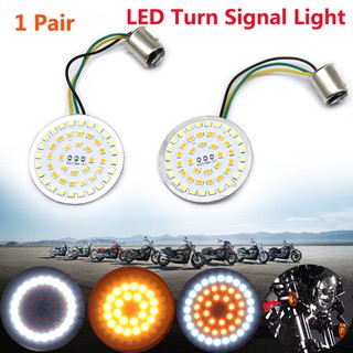 ไฟเลี้ยว LED ทรงกลม สีขาวอําพัน สําหรับรถจักรยานยนต์ Harley Davidson 1 คู่