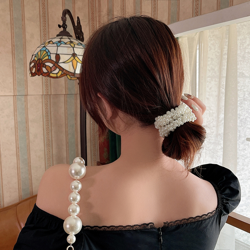 ยางรัดผม ประดับมุก สไตล์เกาหลี สําหรับผู้หญิง - รูปที่ 2