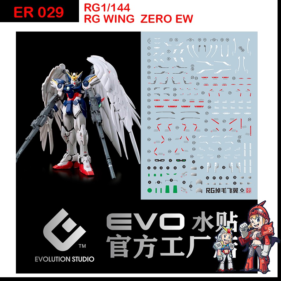 ดีคอลน้ำ [EVO] ER 23 s EG 1/144 WING ZERO EW GUNDAM WATER SLIDE DECAL FLUORESCENT ดีคอลเรืองแสงในแสง