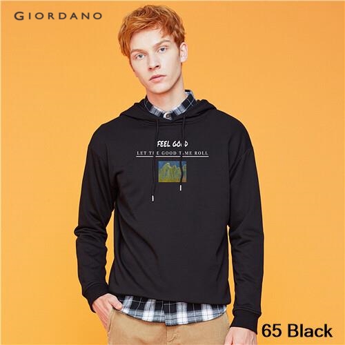 GIORDANO UNISEX Printed graphic crewneck long-sleeve hoodie 91099603