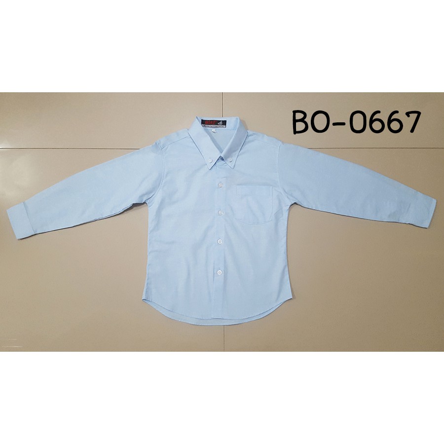 พร้อมส่ง [แถมโบว์หูกระต่าย ฟรี!] เสื้อเชิ้ตเด็กสีฟ้าอ่อน แขนยาว ใส่ออกงานได้ BO0667 - รูปที่ 4