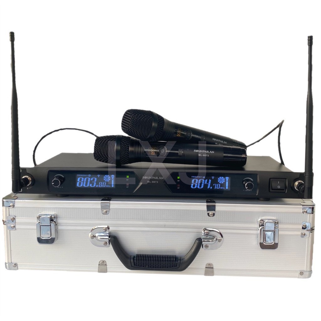 🚚✔(ส่งไว) Soundmilan ไมค์โครโฟน ไมค์โครโฟนไร้สาย ไมค์ลอยคู่ รุ่น ML-6673 UHF แท้ Wireless Microphone ฟรีค่าส่ง ฟรี กล่อง