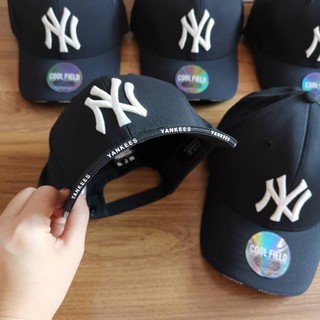 ✴️แท้ 💯% MLB CAP Cool Field หมวกสีดำ ปักขาว พิมพ์ขอบปีกหมวก