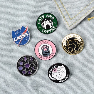 กระเป๋าเข็มกลัดลายอุ้งเท้าแมวดวงจันทร์สําหรับตกแต่งเสื้อเชิ้ต