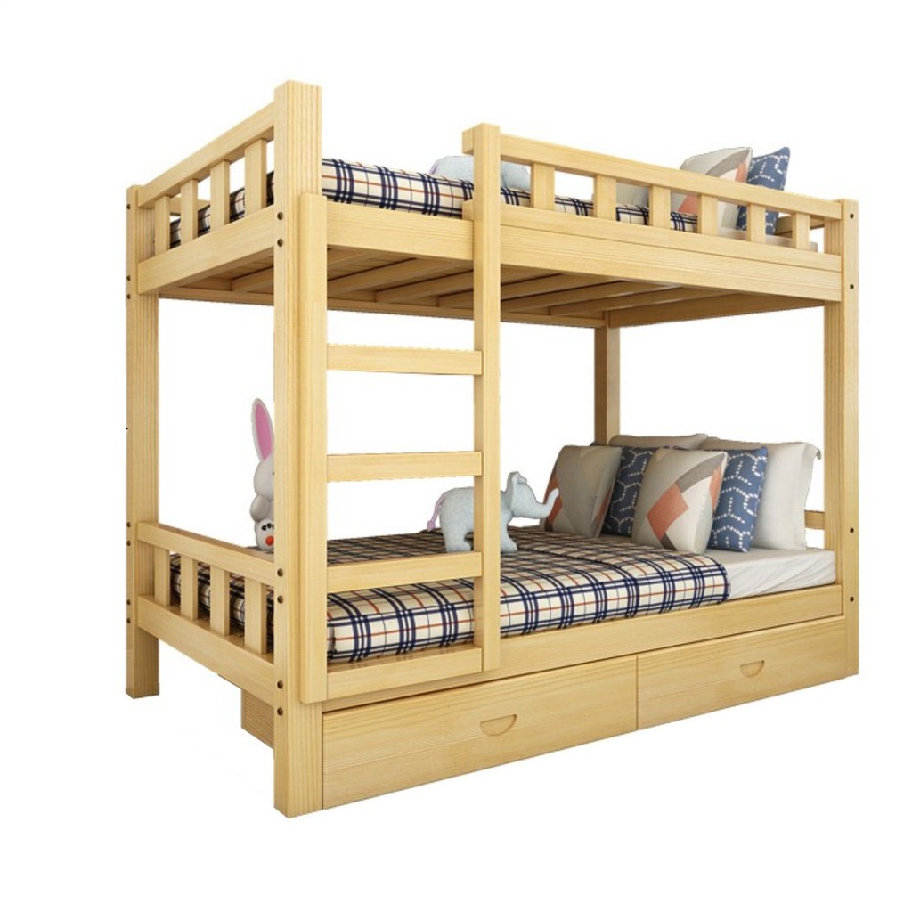BAIERDI MALL เตียงสองชั้น เตียง 2 ชั้น ตียงคู่ไม้เนื้อแข็งทั้งหมดสองชั้นบนล่าง สองชั้นในหอพักพนักงาน อพาร์ตเมนต์ขนาดเล็ก