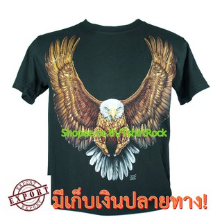 เสื้อลาย อินทรีย์ เสื้อยืดสีดำ สกรีนหน้าหลัง ไซร์ยุโรป