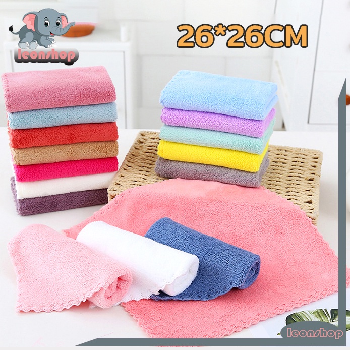 ผ้าเช็ดโต๊ะ ผ้าเช็ดแก้ว 26*26cm【ราคาต่อ 1 ผืน】ฟ้า/ชมพู/น้ำตาล/ม่วง