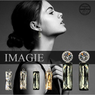 IMAGIE ต่างหูคริสตัล Princess baguette 24x8mm หลากสี