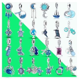 Ocean Blue Charm จี้หางนางเงือก ปลาโลมา เงิน 925 สําหรับทําเครื่องประดับ สร้อยข้อมือ DIY