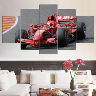 F1 โปสเตอร์ผ้าใบ พิมพ์ลาย Ferrari Formula car Racing HD 5 แผง สําหรับตกแต่งผนังบ้าน 5 ชิ้น