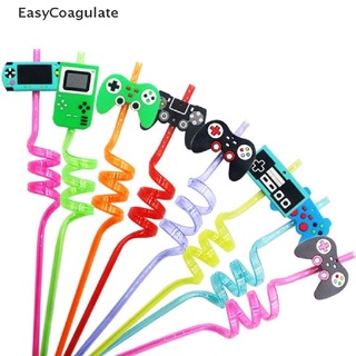 Eas 8Pcs Video Game Party Straws Reusable Game Controller Plastic Drinking Straws Ate