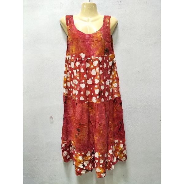 ชุดนอนอินโด ผ้าบาติกมี3เส้นแขนกุดยาวเลยหัวเข่า - รูปที่ 4