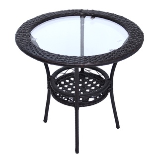 JTL เฉพาะโต๊ะหวาย กลม หวายเทียม ARTIFICIAL RATTAN TABLE ชุดรับแขกหวาย PE ท๊อปกระจก โต๊ะหวายน้ำชา