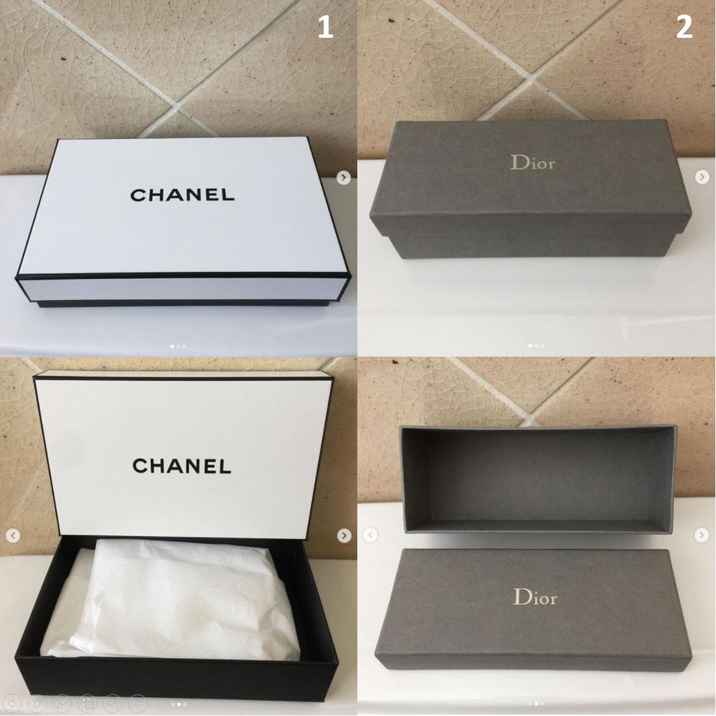 กล่อง แบรนด์ CHANEL และ กล่องแว่น Dior ของแท้ ที่ใส่แว่น เป็นของใช้ส่วนตัว เอาไว้ใส่ของ เครื่องประดับ ของใหม่ มือ 1