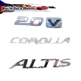 โลโก้ 2.0 + V + COROLLA + ALTIS LOGO 2.0 + V COROLLA + ALTIS ชุปโครเมี่ยม ใส่ Altis แอลติส มีบริการเก็บเงินปลายทาง