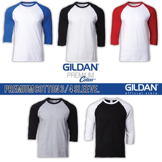 Gildan เสื้อยืดผ้าฝ้าย แขน 3/4 พรีเมี่ยม หลากสี สําหรับผู้ชาย ผู้หญิง 76700