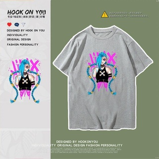 ย้อนยุคเสื้อยืดแขนสั้น คอกลม พิมพ์ลาย Two City Battle JINX JINX แฟชั่นฤดูร้อน สําหรับผู้ชาย และผู้หญิง 2022S-5XL