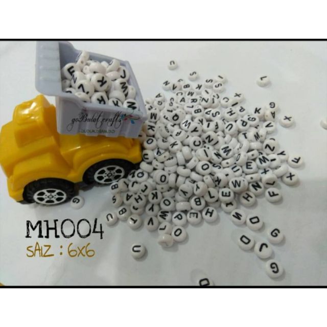 MANIK HURUF ALPHABET BEADS ABC BEADS HURUF CAMPUR MIX ALPHABET